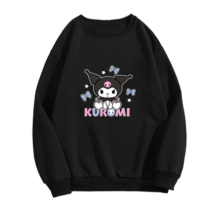 Sweet Bow Star Kuromi Letter Design Crewneck Sweatshirt