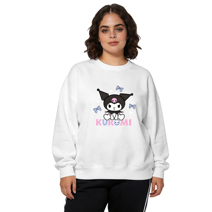 Sweet Bow Star Kuromi Letter Design Crewneck Sweatshirt