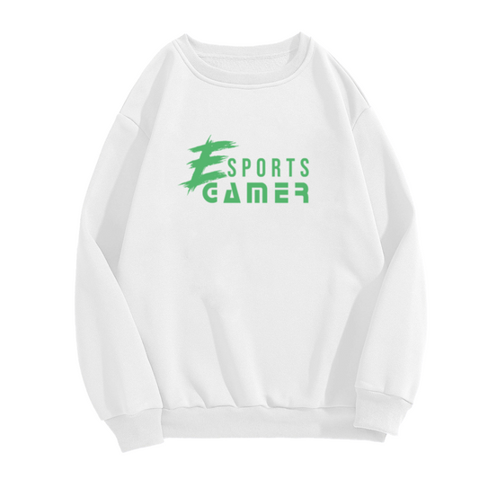 E Sports Gamer Green Brushstroke Logo Crewneck Sweatshirt | Esports Gaming Pullover, Gamer Gift