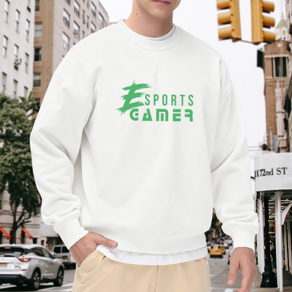 E Sports Gamer Green Brushstroke Logo Crewneck Sweatshirt | Esports Gaming Pullover, Gamer Gift