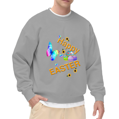 Happy Easter Butterfly Sweatshirt | Watercolor Easter Eggs Sunflower Graphic Crewneck, Spring Holiday Pullover Top, Easter Gift for Women Men