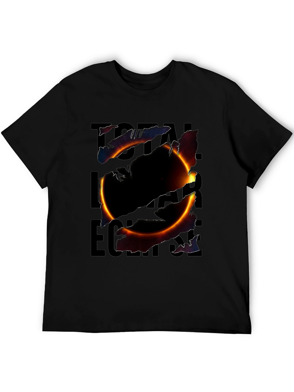 Total Solar Eclipse Graphic Print Black T-Shirt
