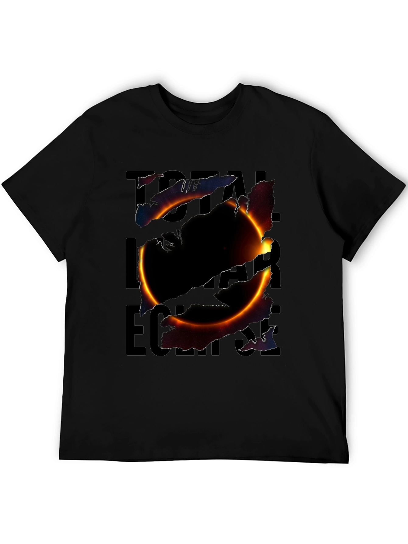 Total Solar Eclipse Graphic Print Black T-Shirt