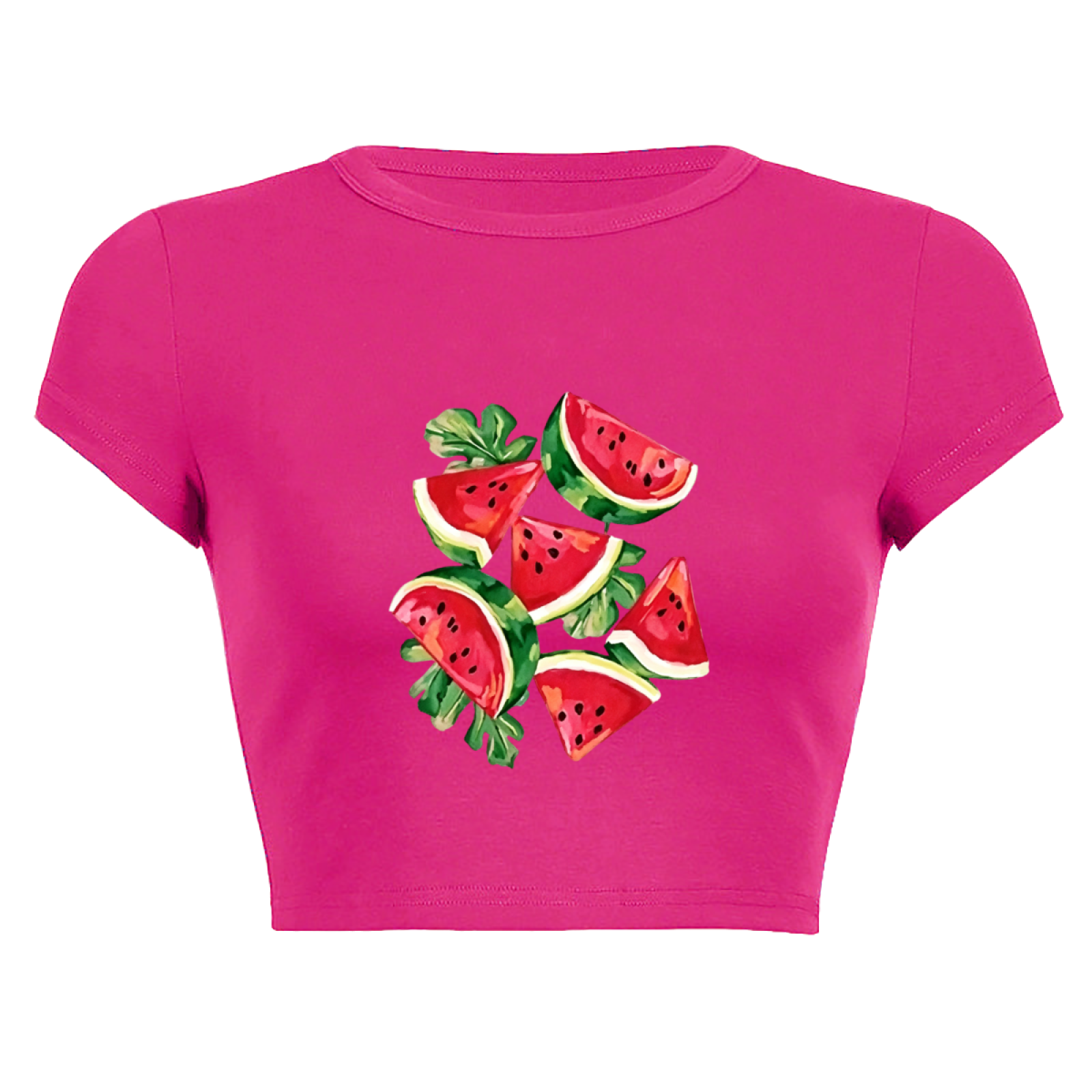 Juicy Watercolor Watermelon Summer Fitted Crop Top