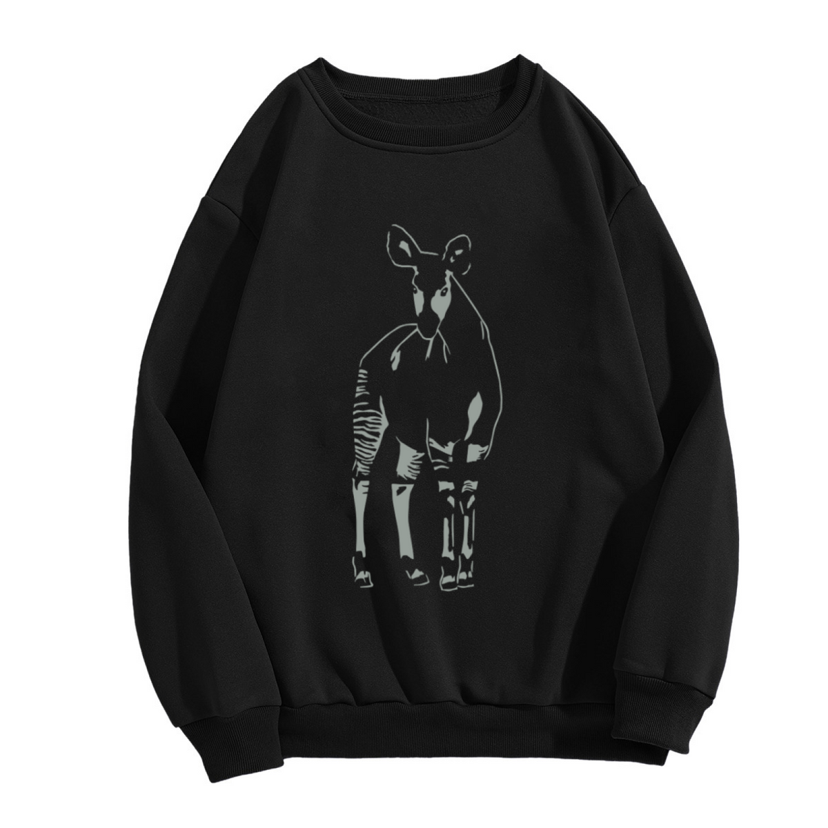 Okapi Wildlife Minimalist Crewneck Sweatshirt | Rainforest Animal Silhouette Nature Graphic Pullover, Safari Zoo Lover Gift