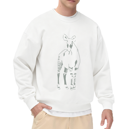 Okapi Wildlife Minimalist Crewneck Sweatshirt | Rainforest Animal Silhouette Nature Graphic Pullover, Safari Zoo Lover Gift