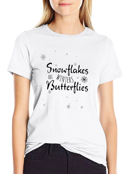 Snowflakes are Winter Butterflies Black Tee Shirt