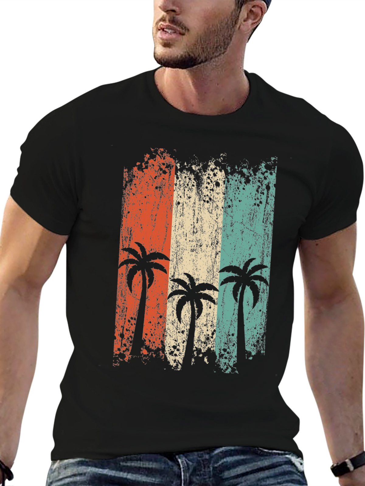 Retro Palm Tree Graphic Tee - Beach Vibes T-Shirt