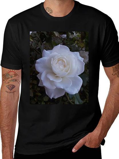 White Rose Graphic Black T-Shirt