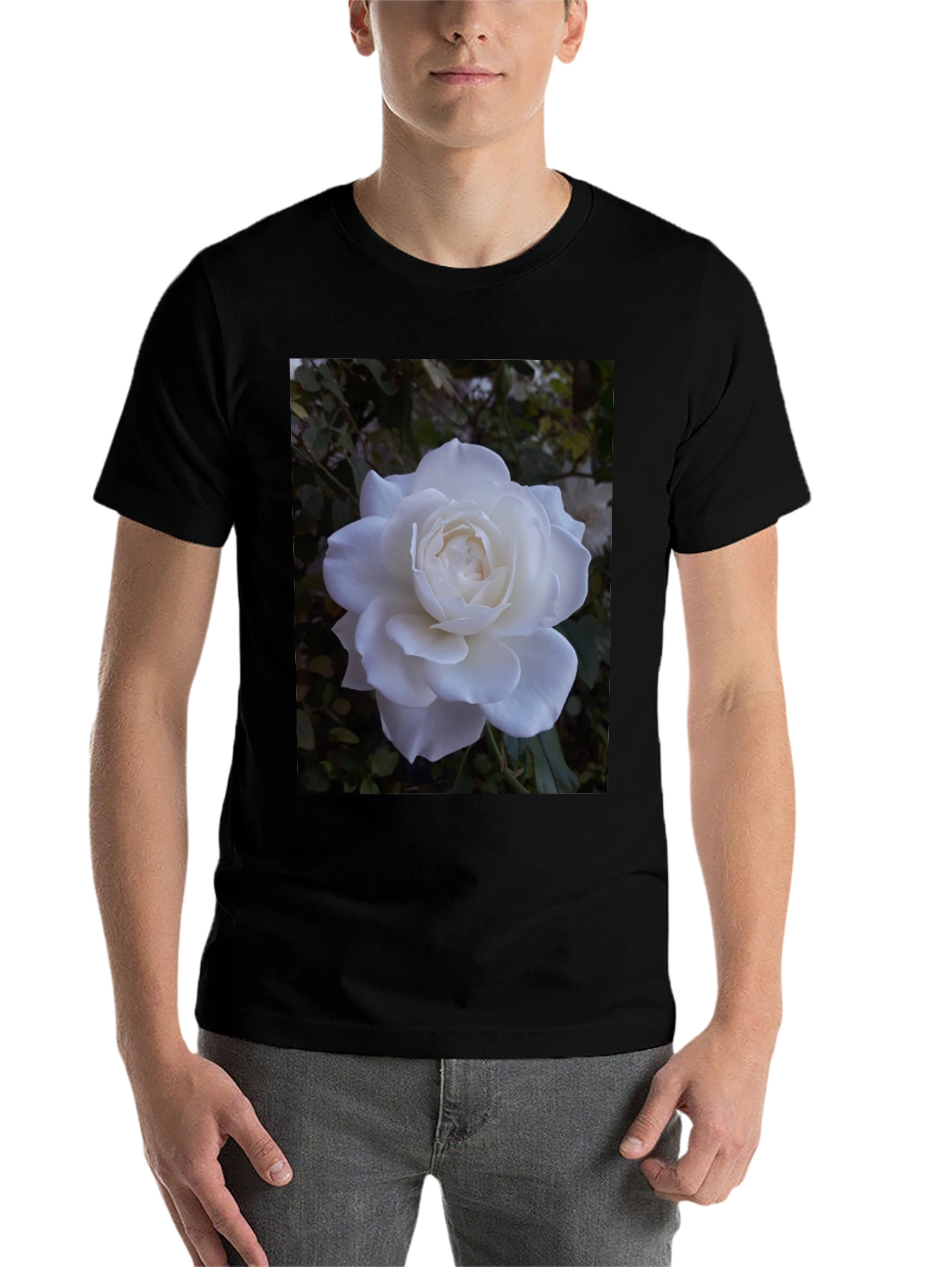 White Rose Graphic Black T-Shirt