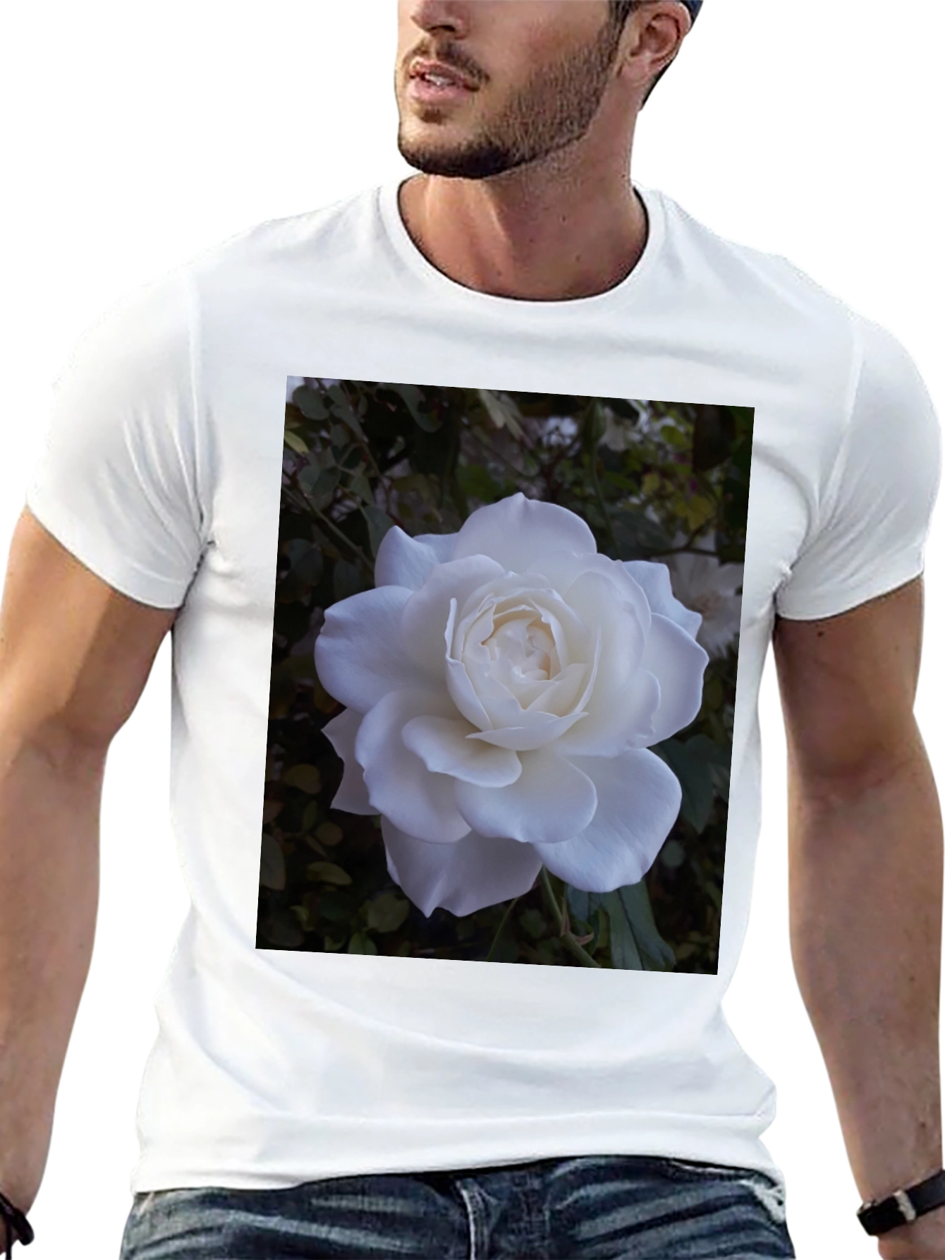 White Rose Graphic Black T-Shirt