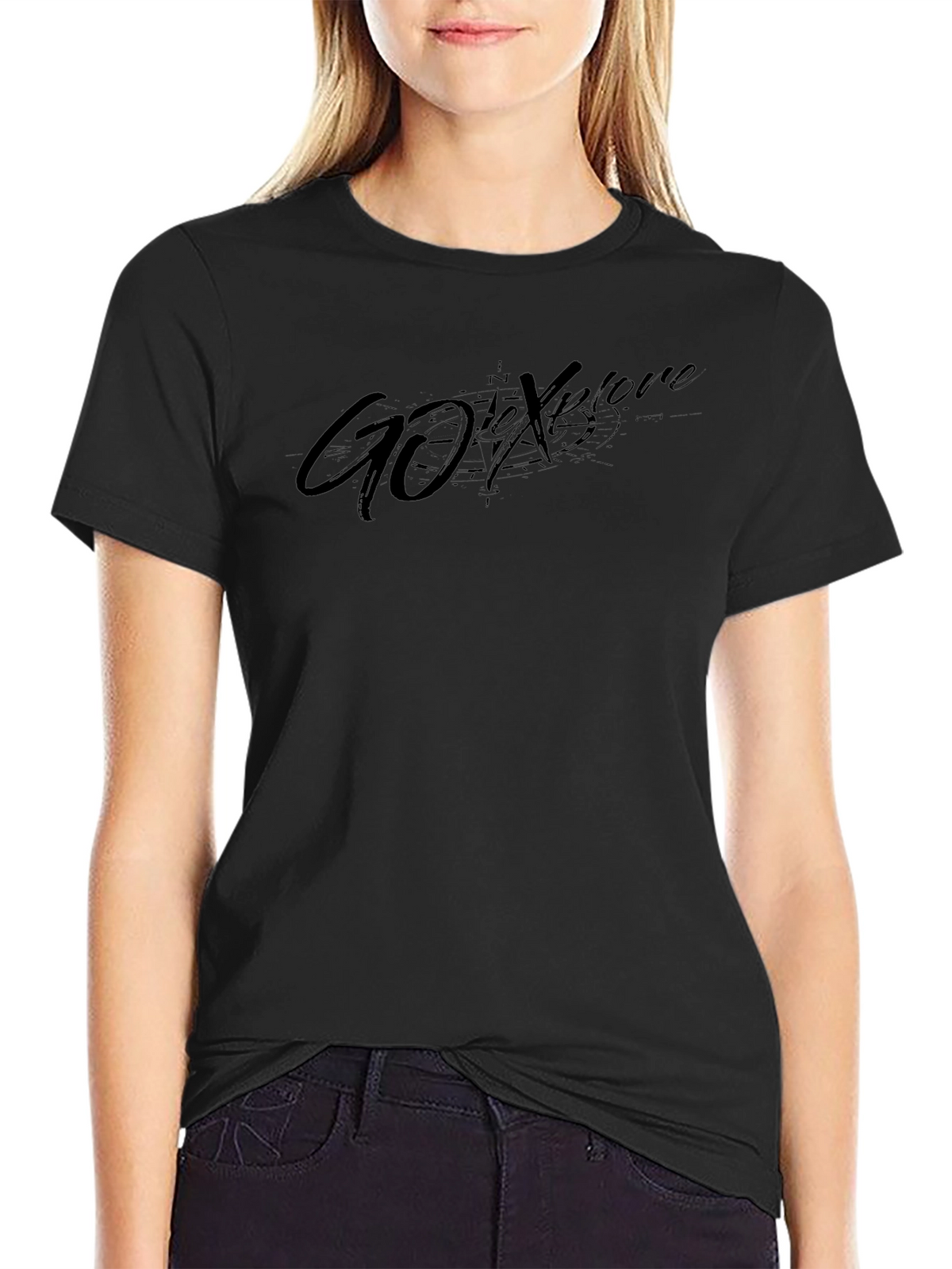 Mens Black Go Explore Graphic T-Shirt