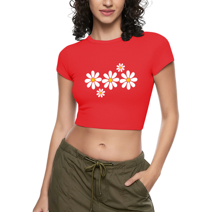 White Daisy Floral Hot Pink Crop Top ¨C Fresh Cottagecore Summer Baby Tee 11.