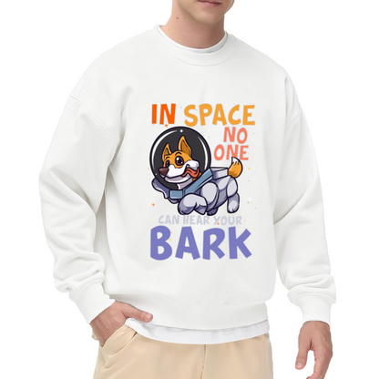Astronaut Corgi Sweatshirt | In Space No One Can Hear Your Bark Graphic Crewneck, Funny Dog Space Pullover Top, Corgi Lover Gift