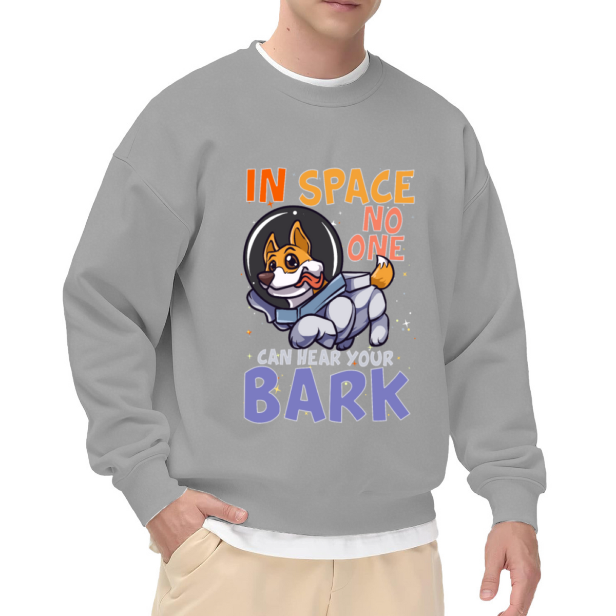 Astronaut Corgi Sweatshirt | In Space No One Can Hear Your Bark Graphic Crewneck, Funny Dog Space Pullover Top, Corgi Lover Gift