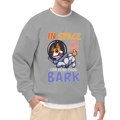 Astronaut Corgi Sweatshirt | In Space No One Can Hear Your Bark Graphic Crewneck, Funny Dog Space Pullover Top, Corgi Lover Gift