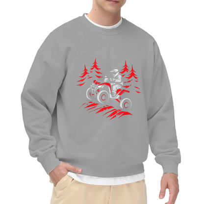 ATV Quad Rider Off Road Crewneck Sweatshirt, Forest Trail Extreme Sports Pullover, Quad Biking Gift