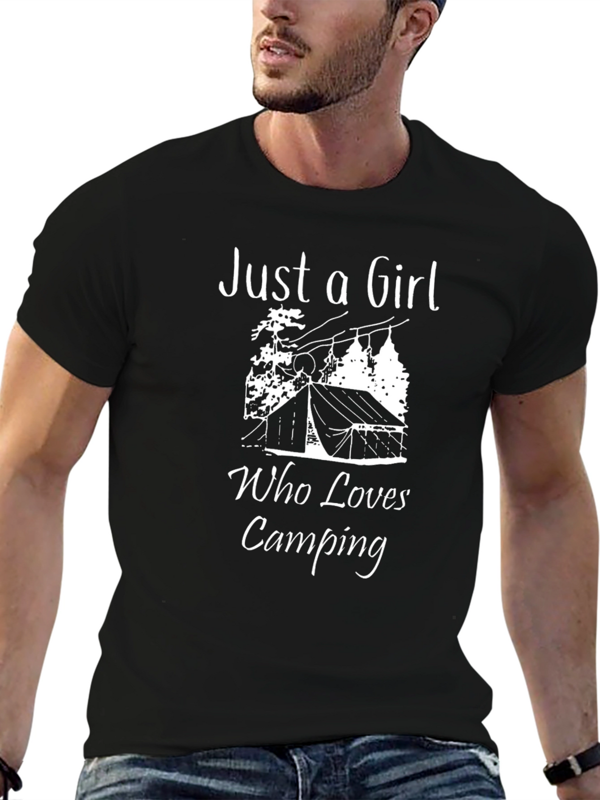 Just a Girl Who Loves Camping Black T-Shirt