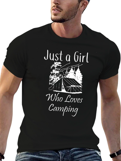 Just a Girl Who Loves Camping Black T-Shirt