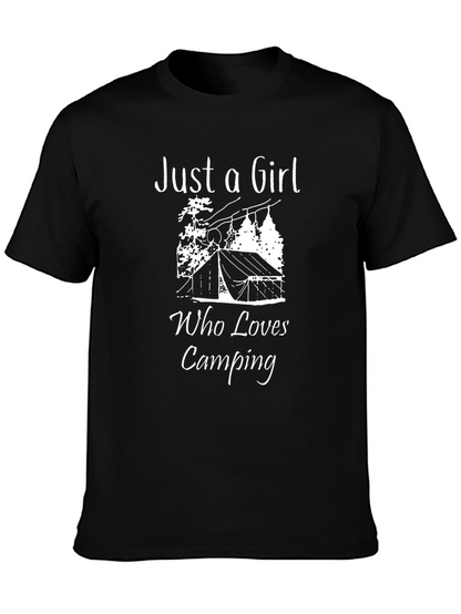 Just a Girl Who Loves Camping Black T-Shirt