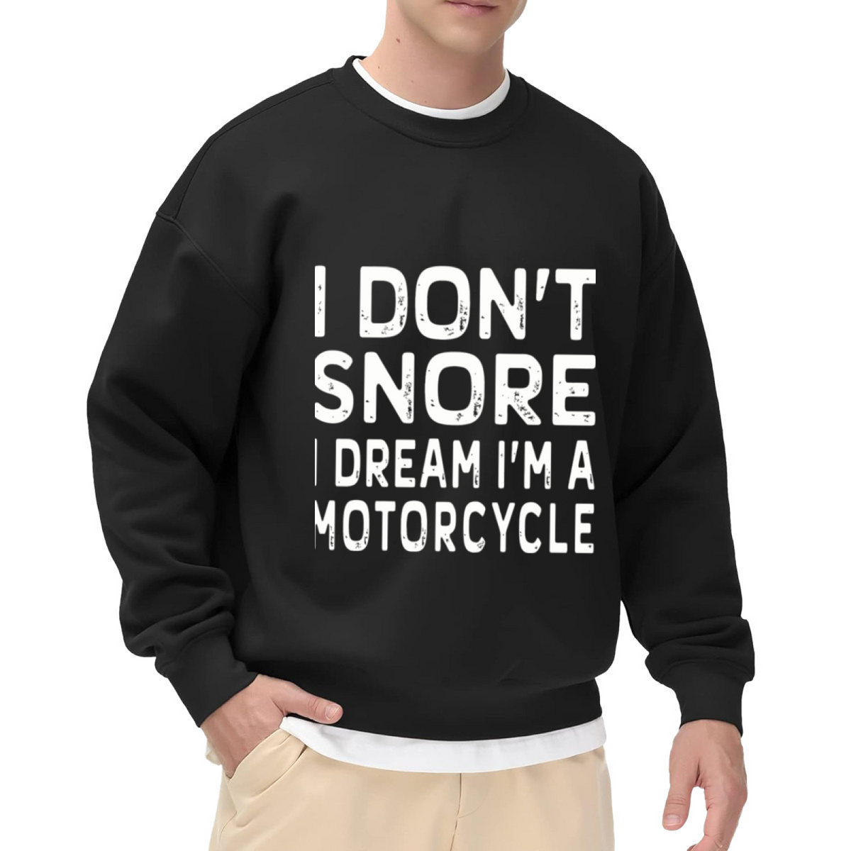 I Don't Snore I Dream I'm a Motorcycle Funny Crewneck Sweatshirt, Vintage Biker Riding Humor