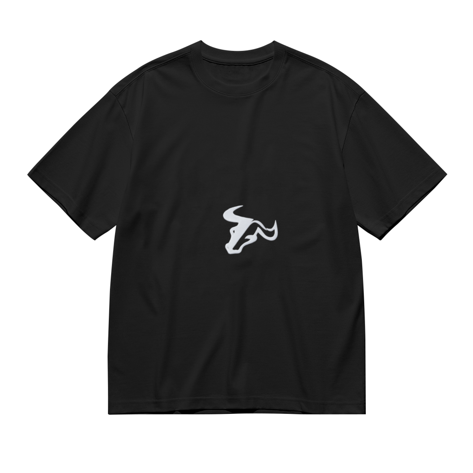 Men's Minimal Single Bull Head Sport Logo Casual Short Sleeve Tee