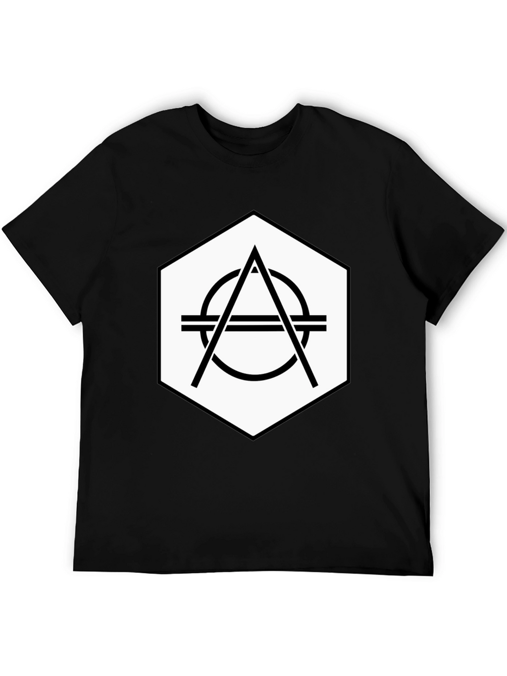 Geometric Hexagon Graphic Tee - Stylish Black T-Shirt
