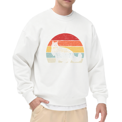 Vintage Retro Sunset Black Cat Crewneck Sweatshirt for Cat Lovers