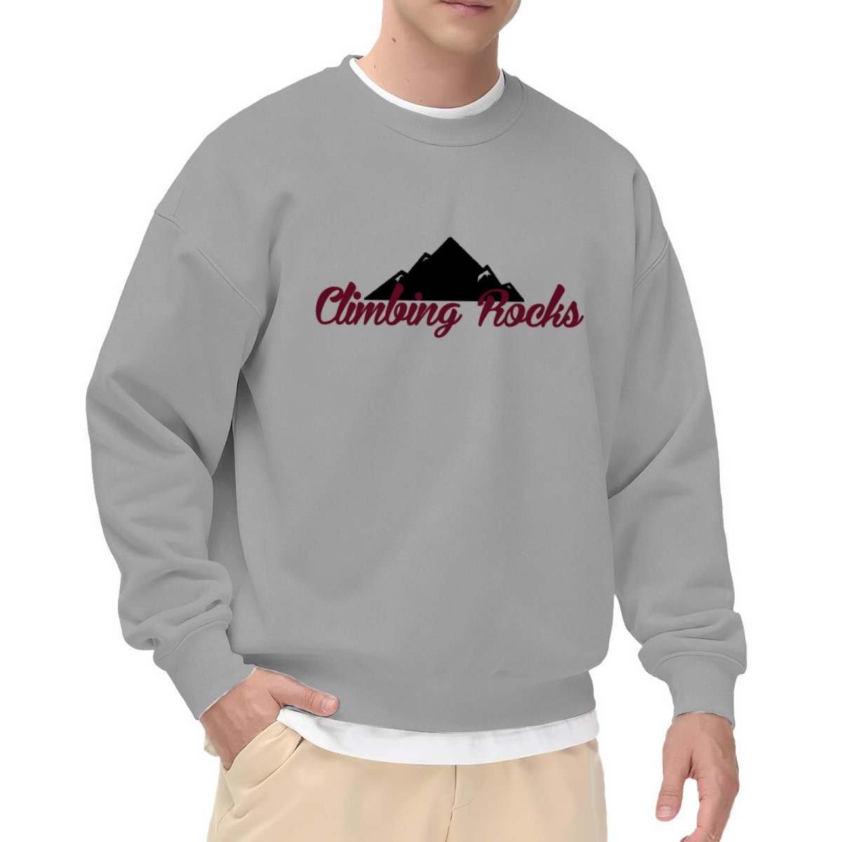 Climbing Rocks Mountain Crewneck Sweatshirt | Outdoor Adventure Pullover, Mountain Graphic Outdoor Top, Nature Lover Gift