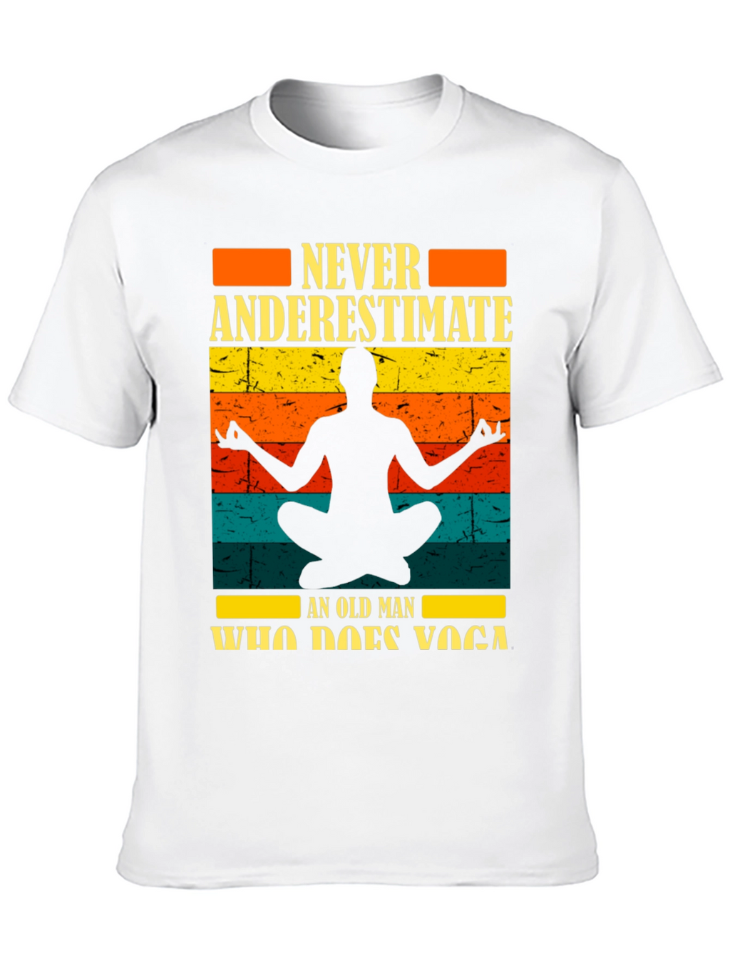Never Underestimate Yoga Old Man Black T-Shirt
