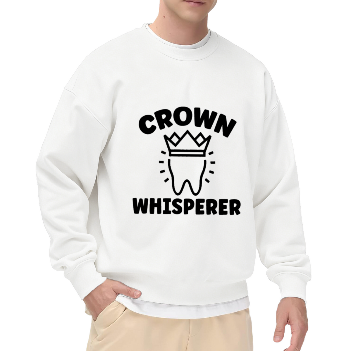 Crown Whisperer Tooth Crewneck Sweatshirt, Funny Dentist Dental Pullover, Orthodontist Gift