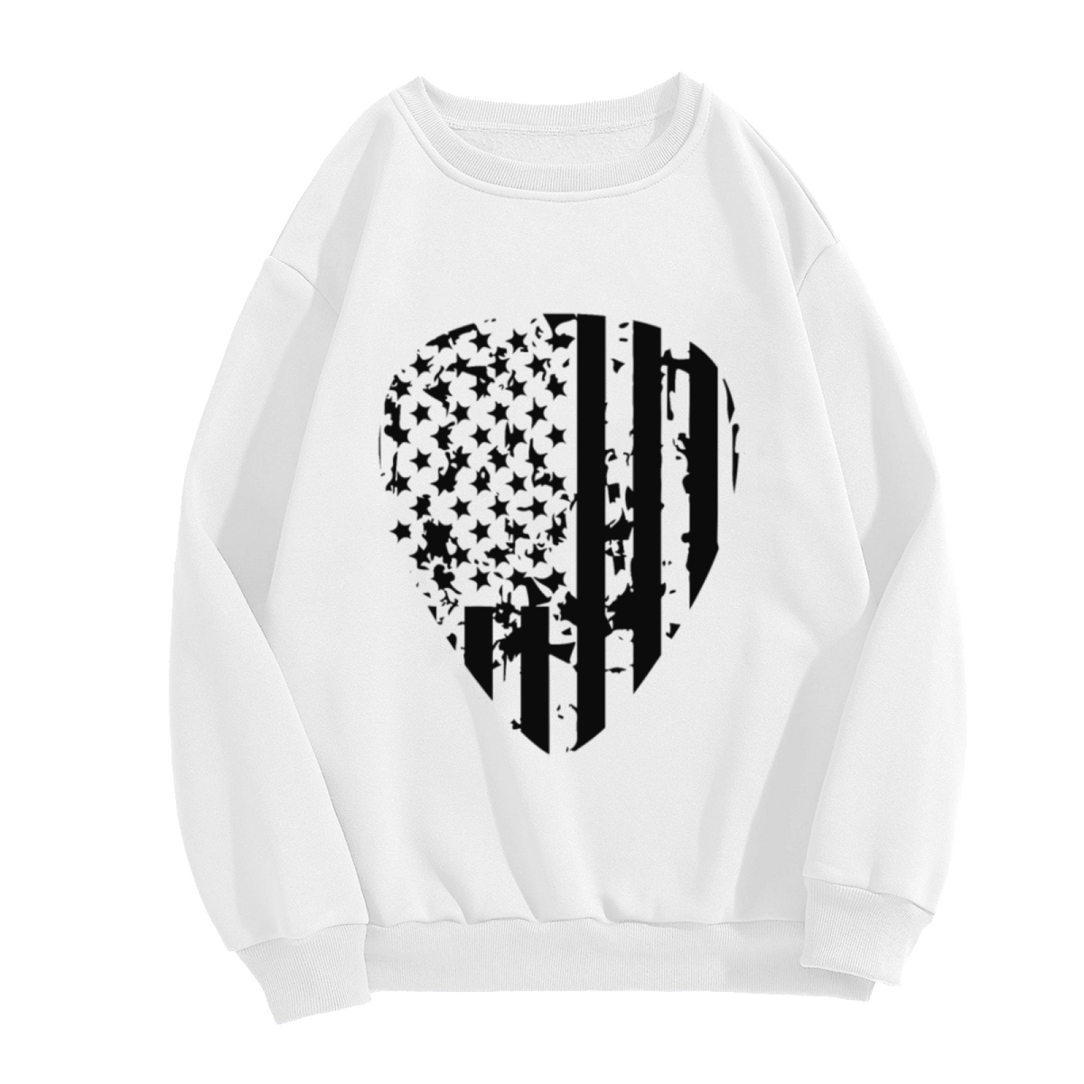 Distressed American Flag Guitar Pick Crewneck Sweatshirt | Grunge Patriotic Musician Pullover, 4th of July Gift