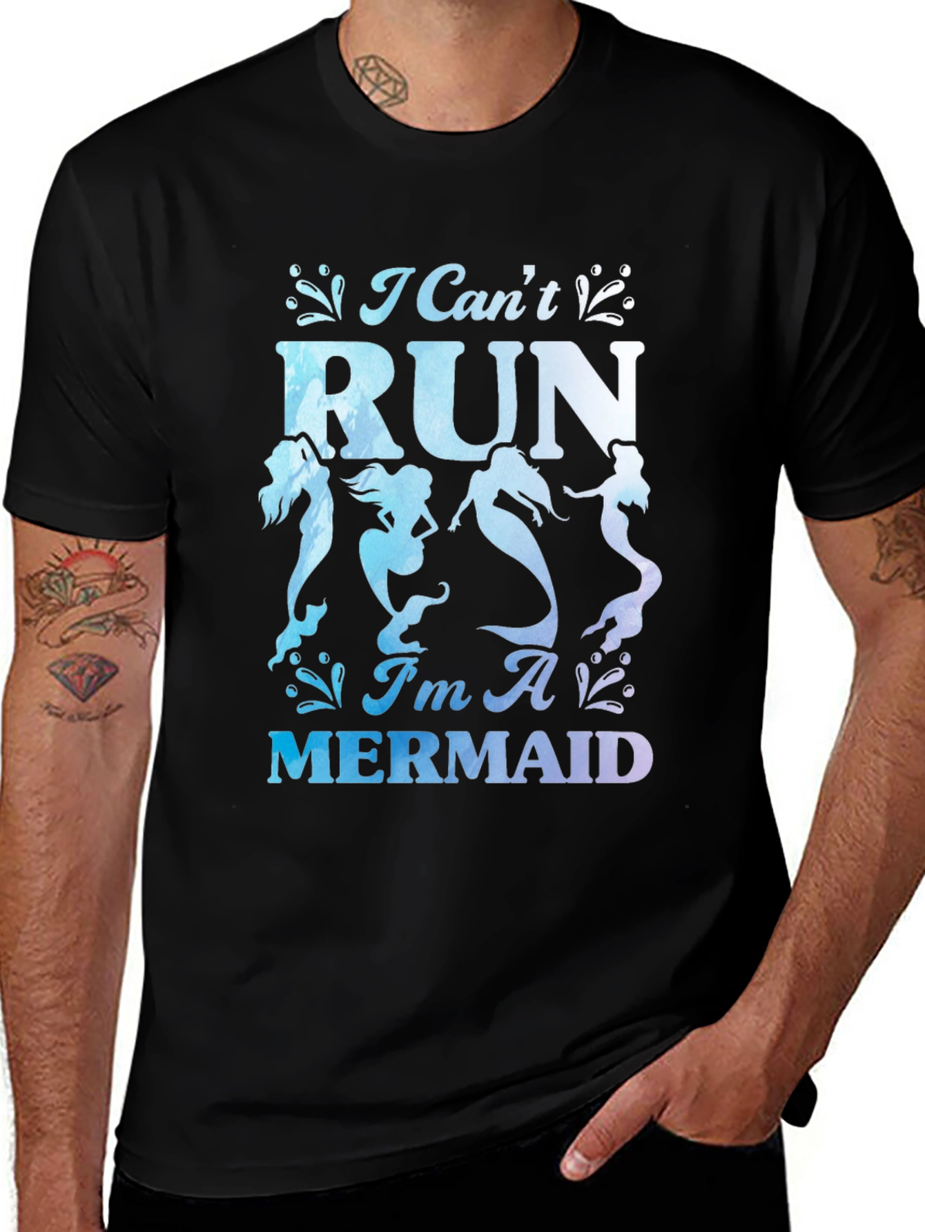I Cant Run Im A Mermaid Graphic Tee - Black