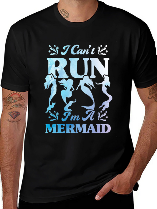 I Cant Run Im A Mermaid Graphic Tee - Black