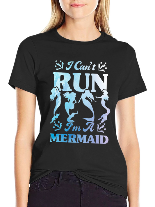 I Cant Run Im A Mermaid Graphic Tee - Black