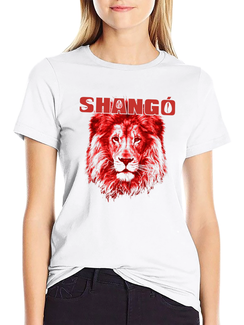 Shangó Lion Graphic T-Shirt - Bold Red Design
