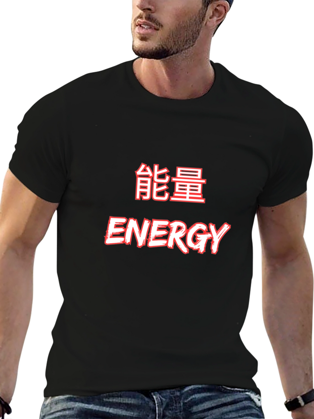 Energy Graphic T-Shirt - Black Crew Neck Tee