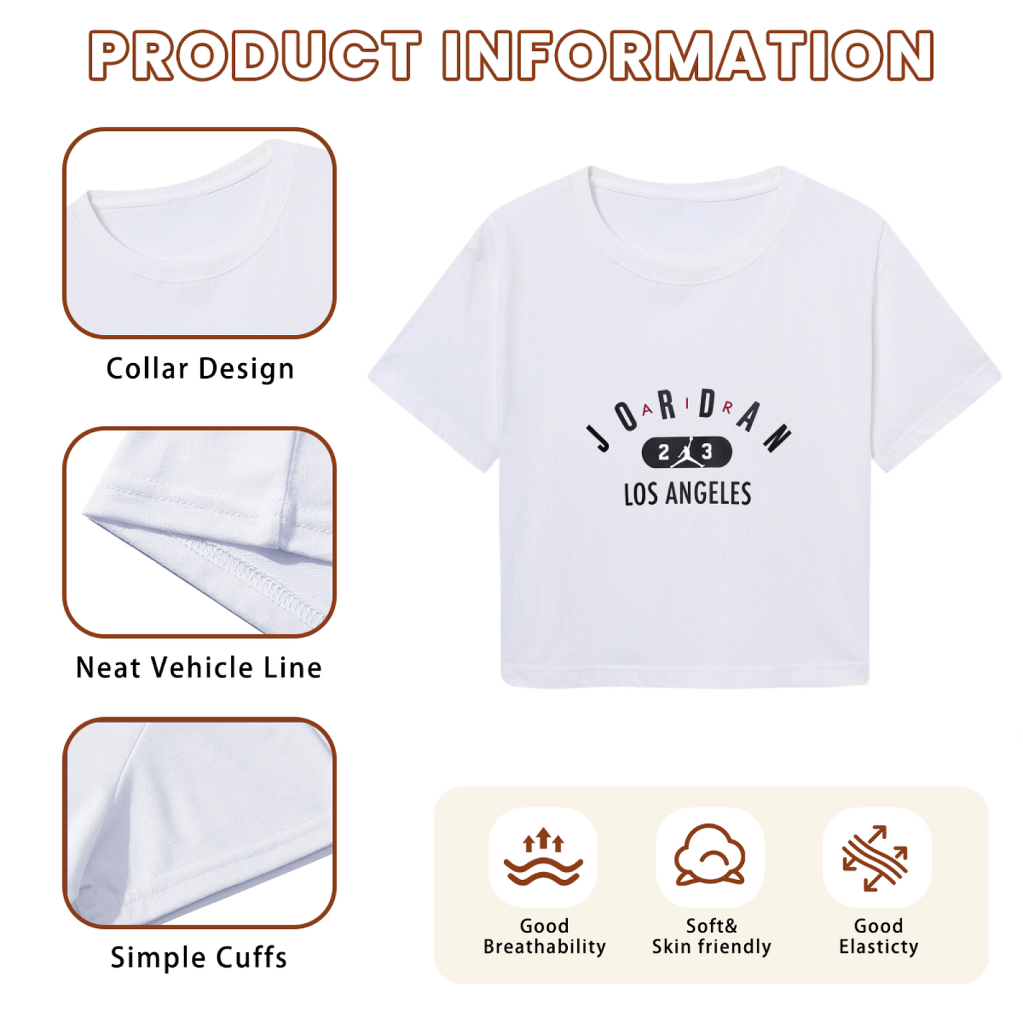 Jordan Los Angeles 23 Jumpman Streetwear Cropped Short Sleeve Top