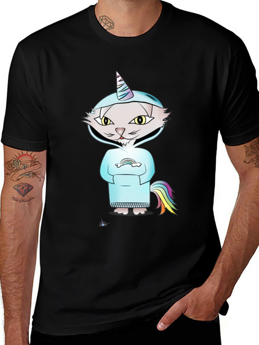 Unicorn Cat T-Shirt - Cartoon Graphic Tee