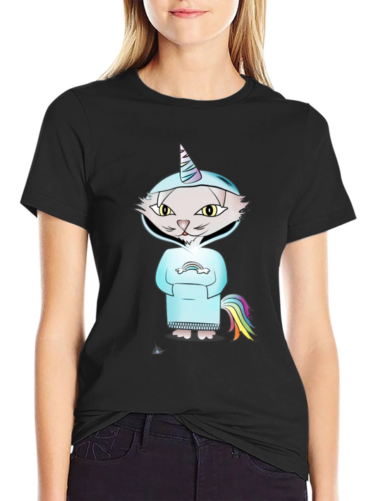Unicorn Cat T-Shirt - Cartoon Graphic Tee