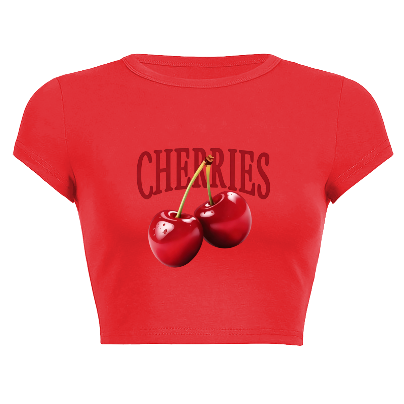 Juicy CHERRIES Fruit Print Vibrant Red Crop Top