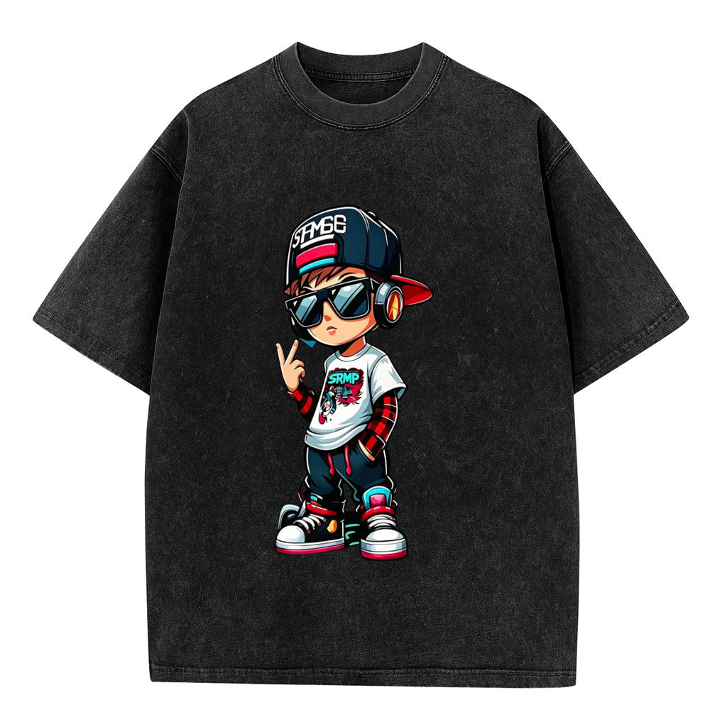 Cool Hip Hop Cartoon Boy With Headphones & Cap