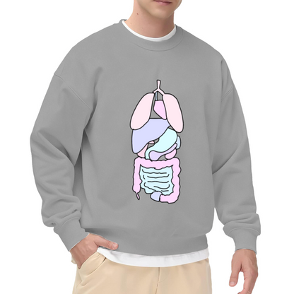 Pastel Internal Organs Anatomy Crewneck Sweatshirt | Quirky Human Body Graphic Pullover, Biology Medical Gift