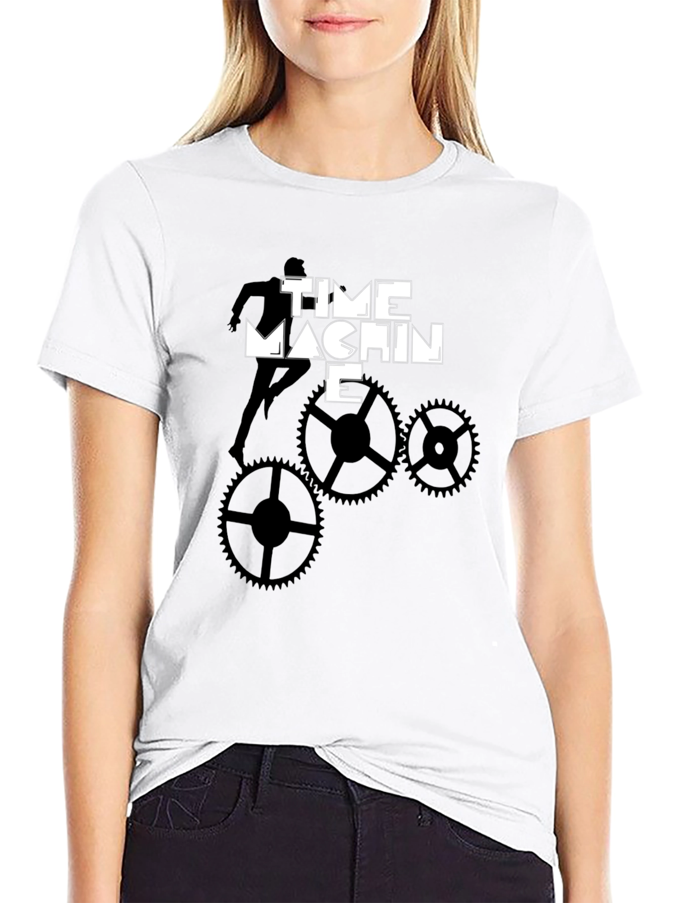 Time Machine Graphic Tee - Stylish Black Cotton T-Shirt