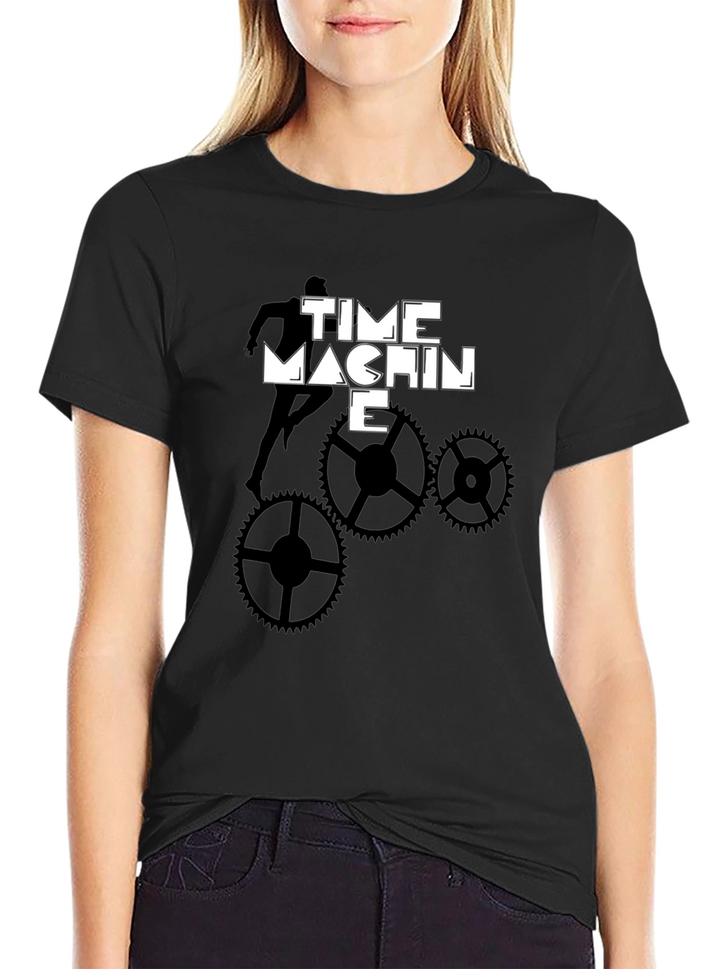 Time Machine Graphic Tee - Stylish Black Cotton T-Shirt