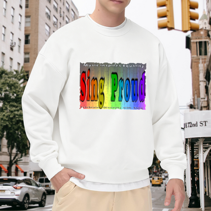 Sing Proud Music Inspires Equality Sweatshirt | Pride Rainbow Gradient Graphic Crewneck, Diversity Song Pullover Top, Pride Month Gift