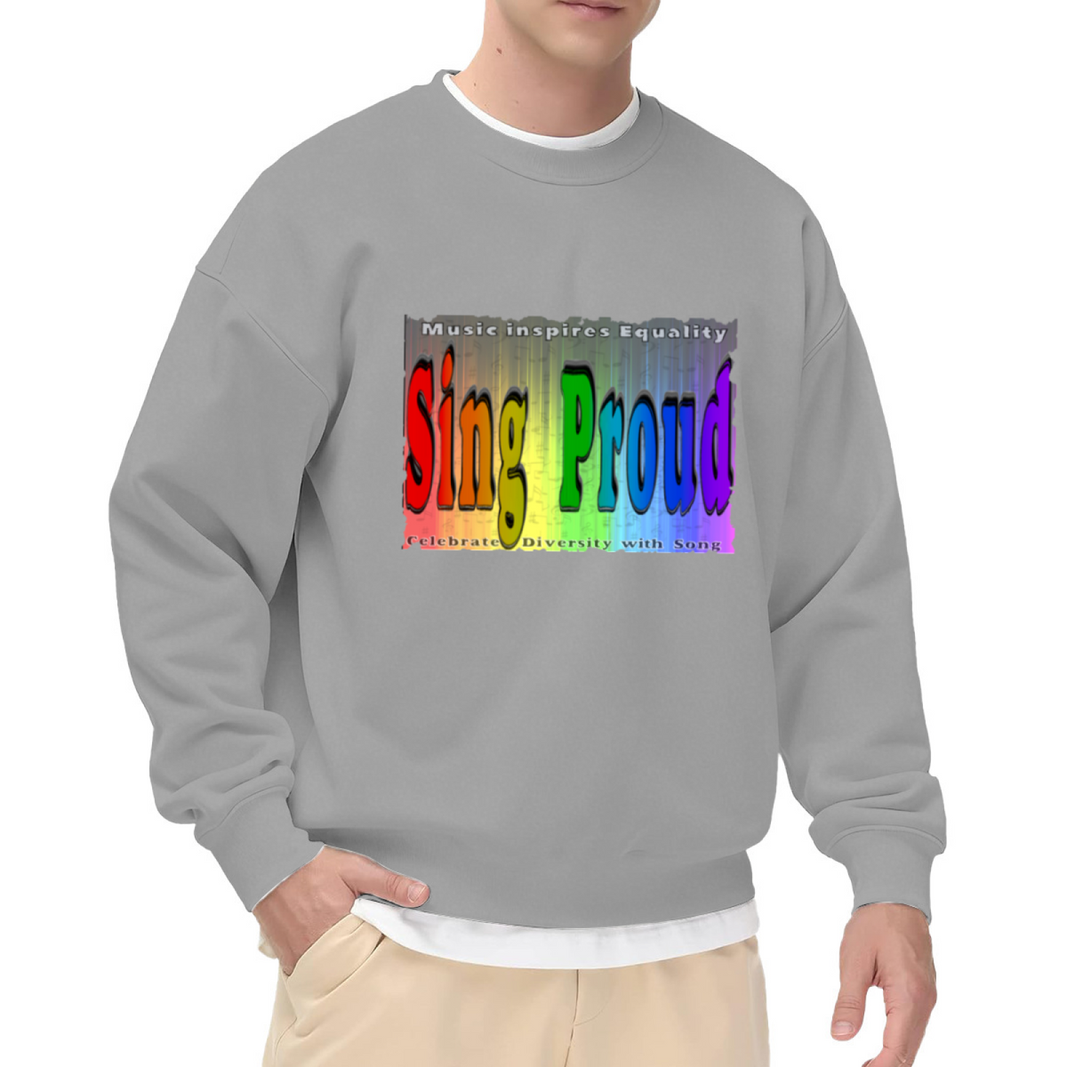 Sing Proud Music Inspires Equality Sweatshirt | Pride Rainbow Gradient Graphic Crewneck, Diversity Song Pullover Top, Pride Month Gift