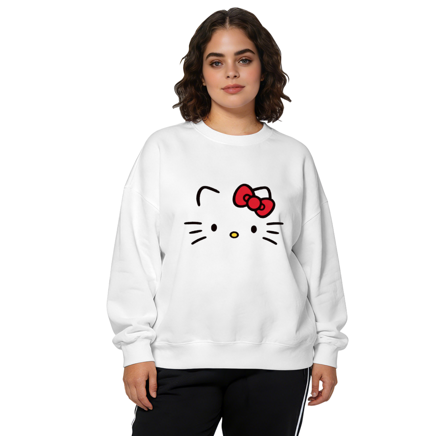 Cute Classic Hello Kitty Face Crewneck Sweatshirt
