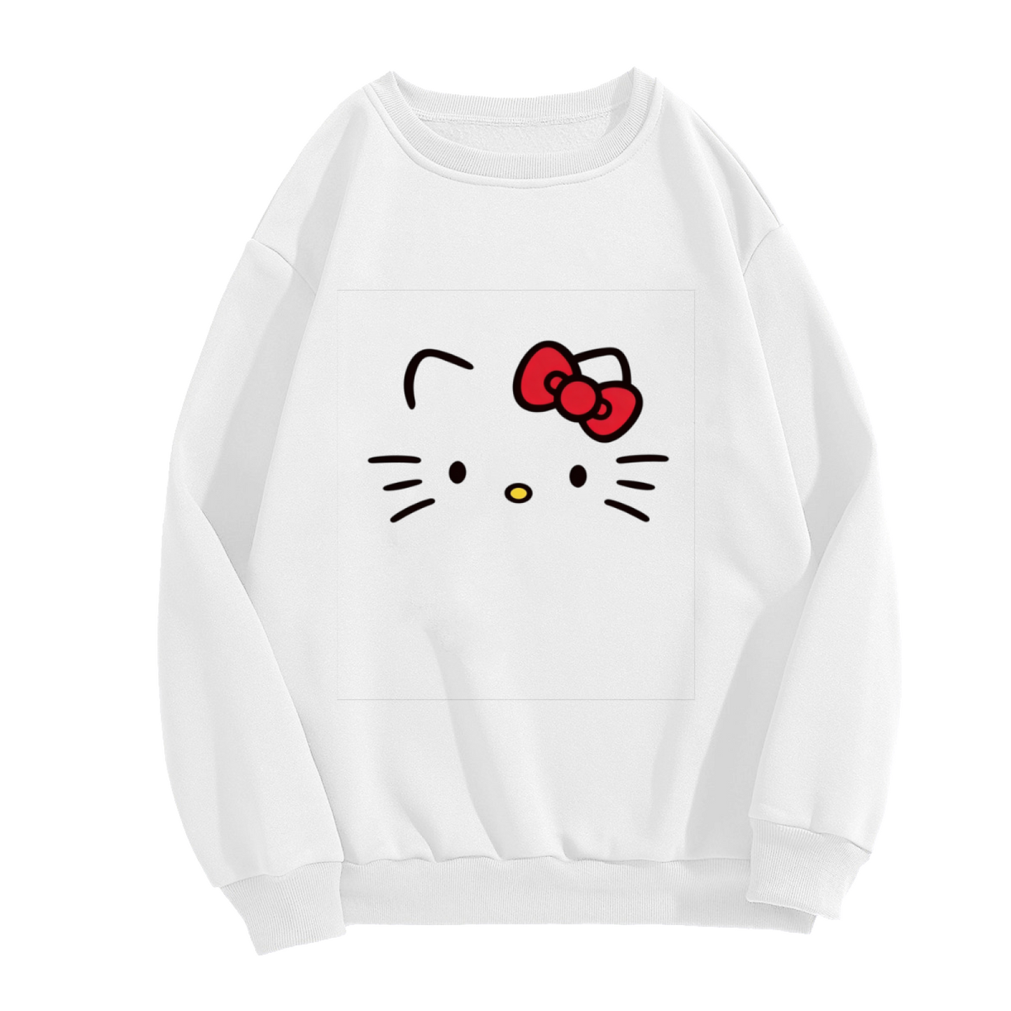 Cute Classic Hello Kitty Face Crewneck Sweatshirt