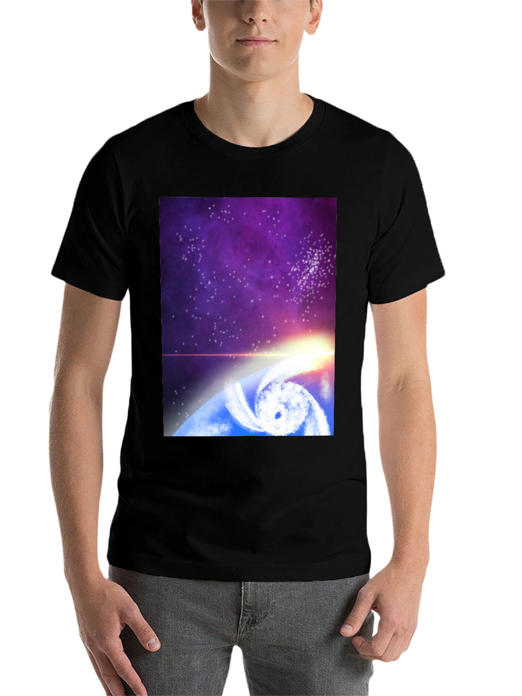 Cosmic Hurricane Graphic Tee - Black Cotton Blend